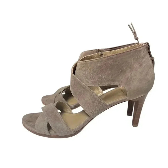 Stuart Weitzman Shoes - Stuart Weitzman Hug Me CrissCross Sandal Pump Suede Taupe Size 8
